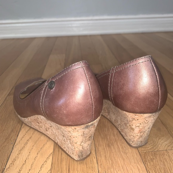 Nurture Peep Toe Metallic Cork Wedges - Picture 3 of 14